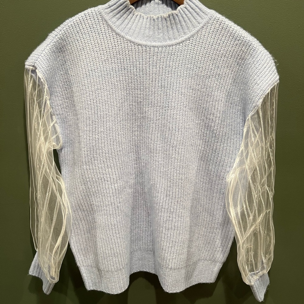 Elegant Women's Sweater with Sheer Sleeves